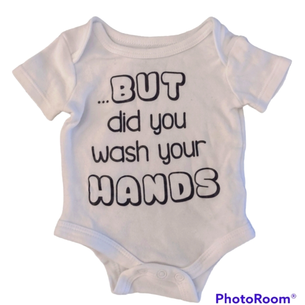 Trendy white newborn onesie!